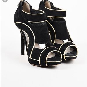 Christian Dior Wave Black and Gold Leather Bootie