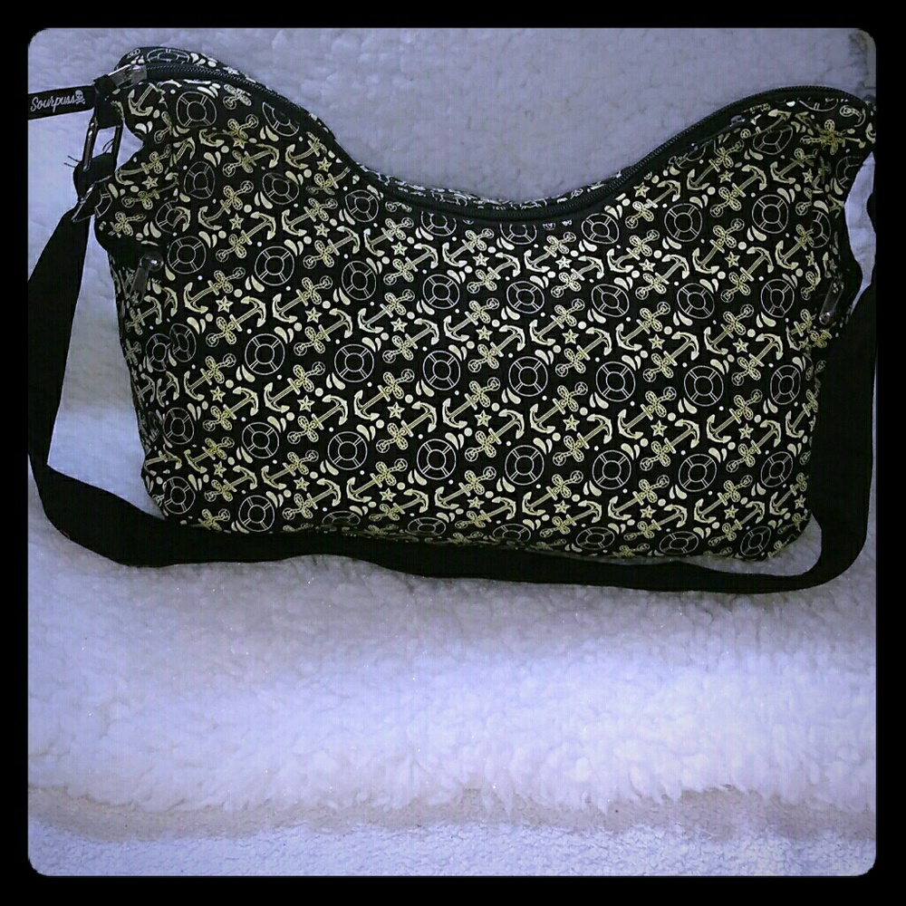 Sourpuss sailor anchor tote or crossbody bag
