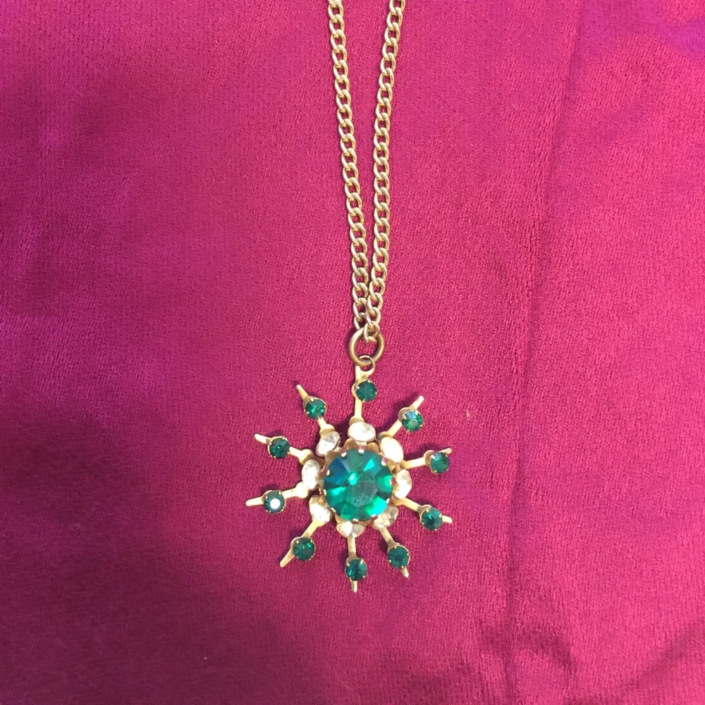 Vintage Sun Flower with rhinestones necklace - Picture 2 of 3