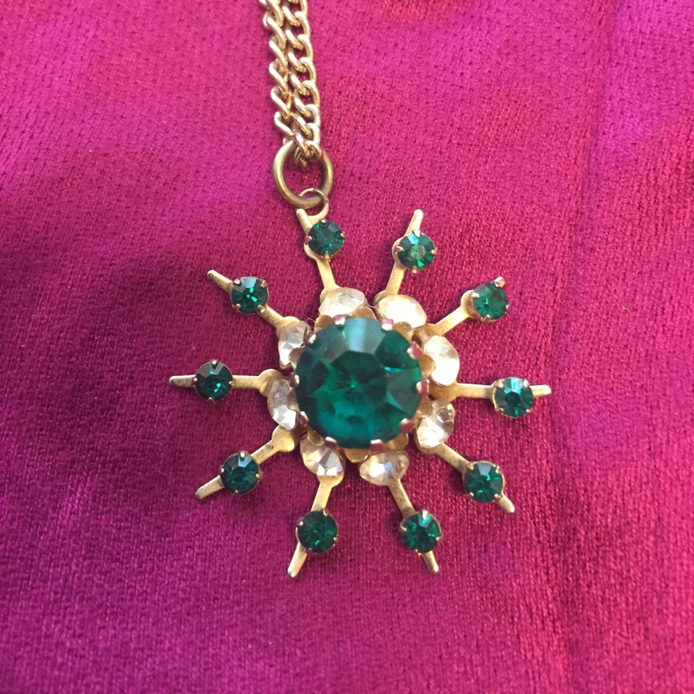 Vintage Sun Flower with rhinestones necklace - Picture 3 of 3
