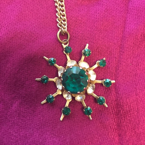 Vintage Sun Flower with rhinestones necklace - Picture 3 of 3