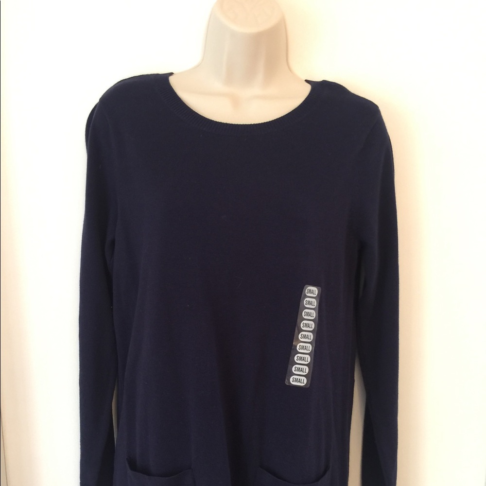 Jeane Pierre navy tunic Top Small NWT