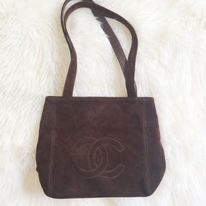 Vintage Chanel Brown Suede Purse Vintage Chanel Brown Suede Purse