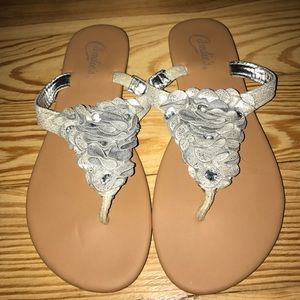 ❗️Bundle 3/$20❗️candies silver flip flops