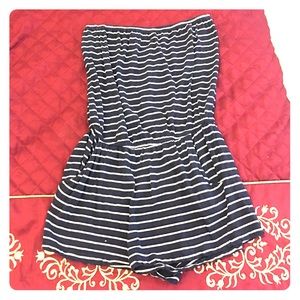 Navy/white striped romper