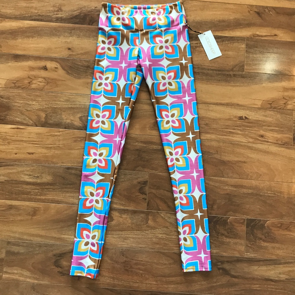 NWT! GoldSheep Blue Retro Tile Legging