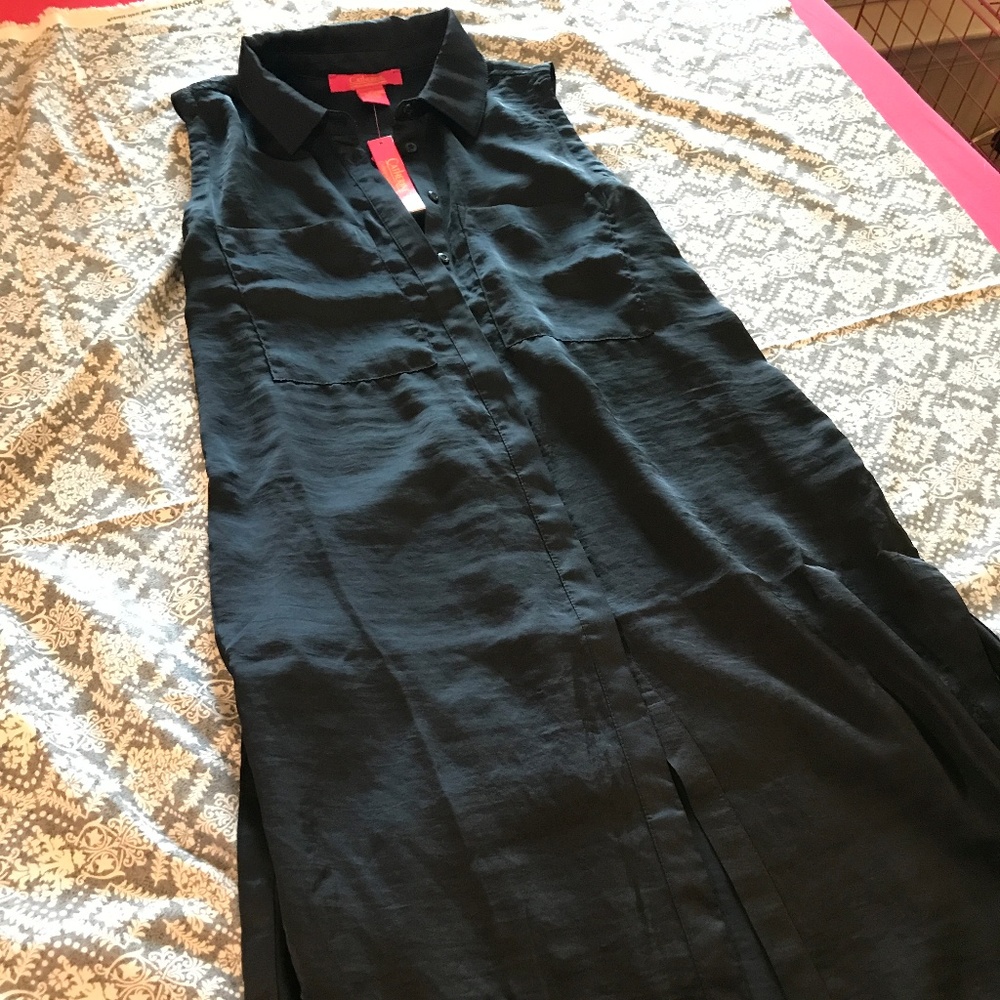 Catherine Malandrino Navy Blue Button Down Tunic