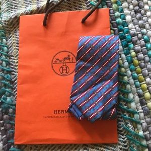 Blue & Red Hermes Silk Tie