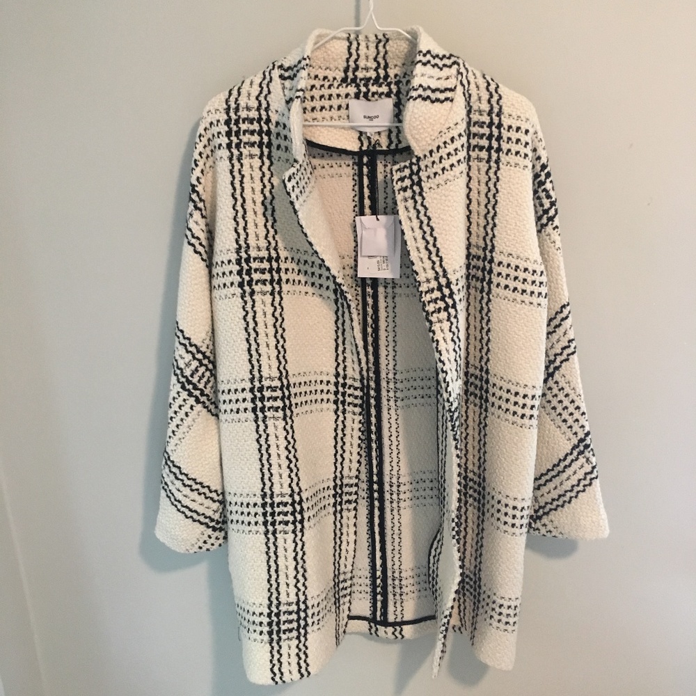 Suncoo 'Ewa' Oversized Check Wool Coat 0