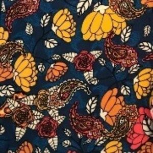 TC2 Lularoe Leggings Navy Orange Red PaisleyFloral