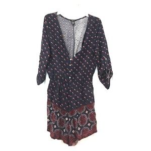 Navy/red long-sleeve romper