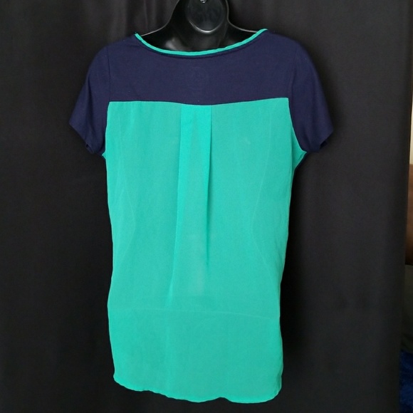 Blue and Green Colorblocked Tee Shirt - Picture 2 of 2