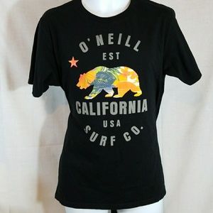 O'Neill surf co ca bear art black large tshirt