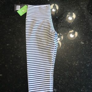 High waisted power legging white Black stripe