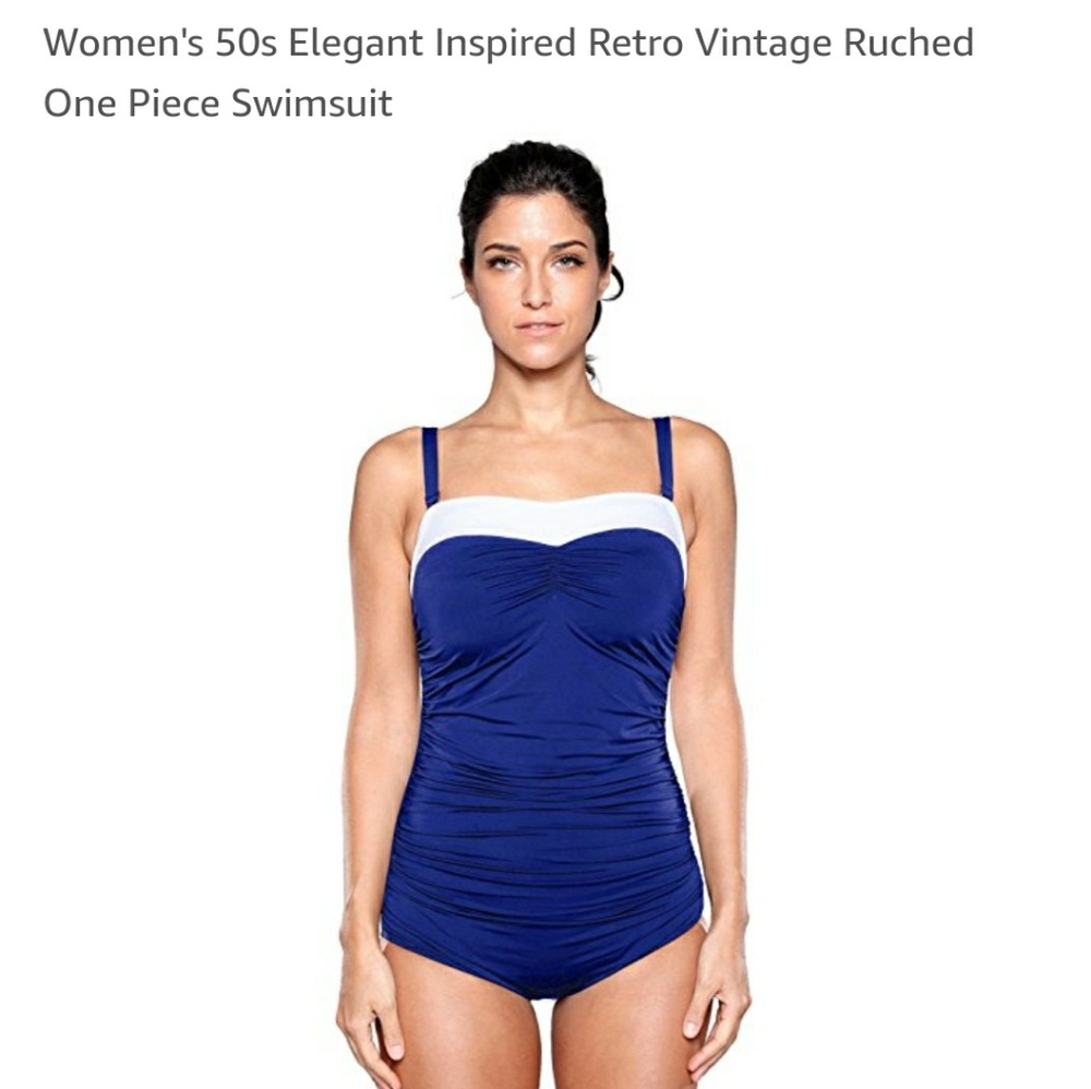 Retro vintage one piece ruched bathing suit