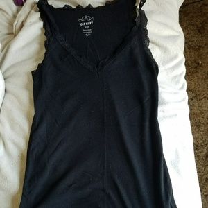 Lace trimmed, ribbed tank top