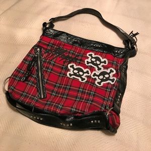 Campbell Red Plaid Bag with Skulls