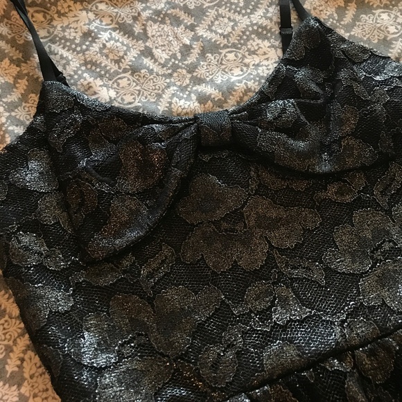 American Rag Shimmery Lace Black Bow-Front Dress - Picture 2 of 4