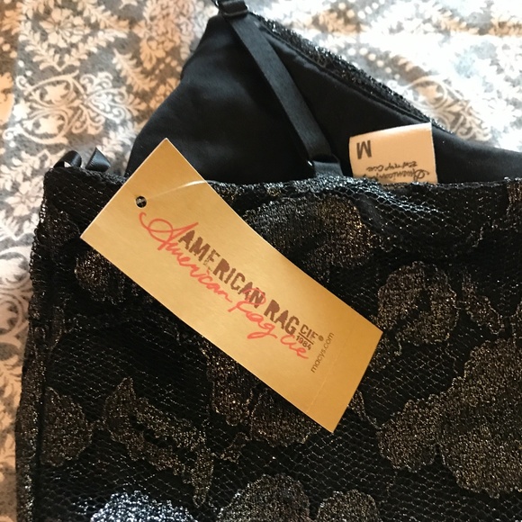 American Rag Shimmery Lace Black Bow-Front Dress - Picture 4 of 4