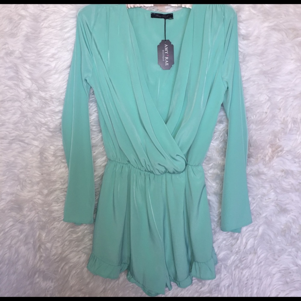 Tiffany Blue Low Cut Romper