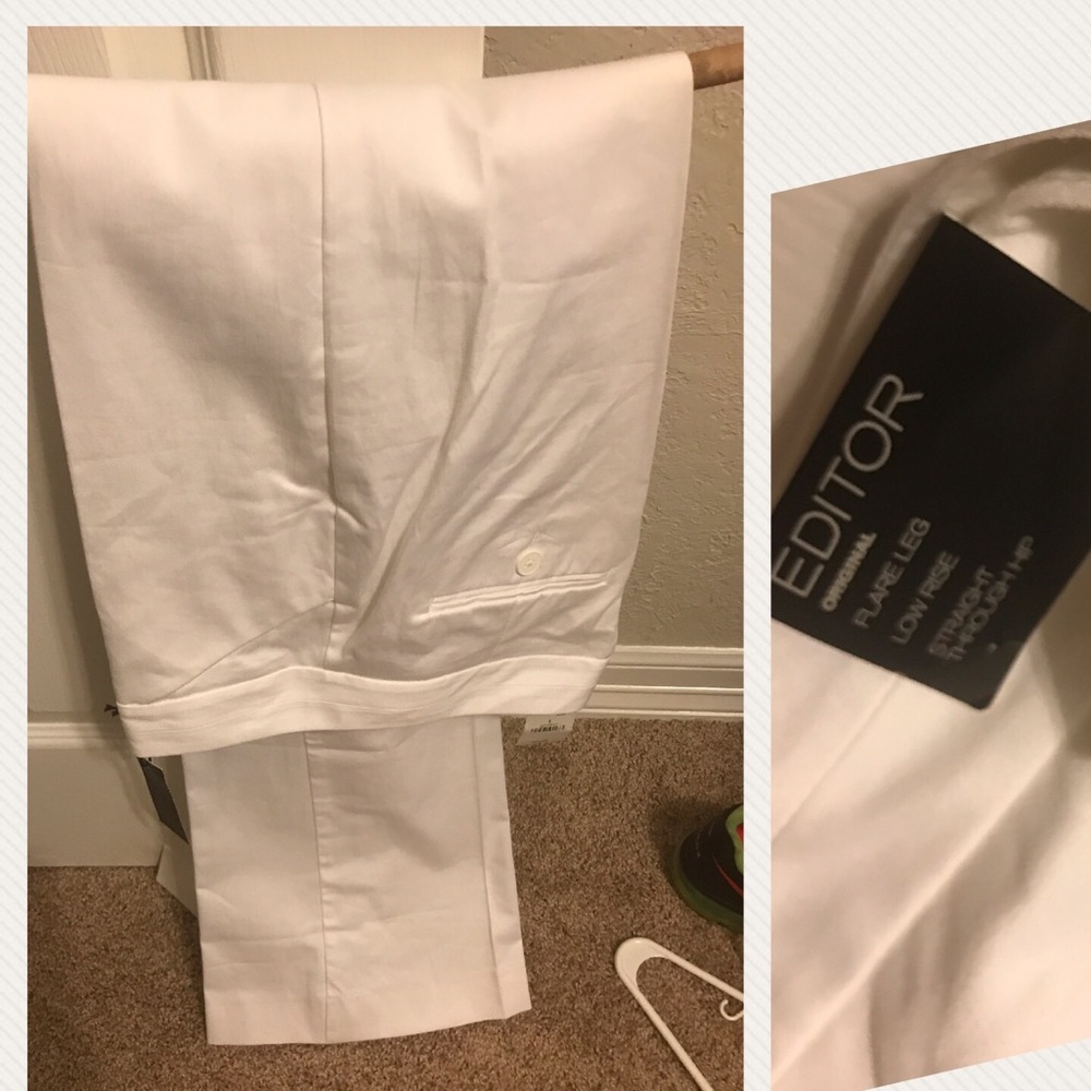 NWT express editor white slacks 4r