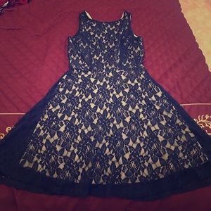 Navy/cream lace dress