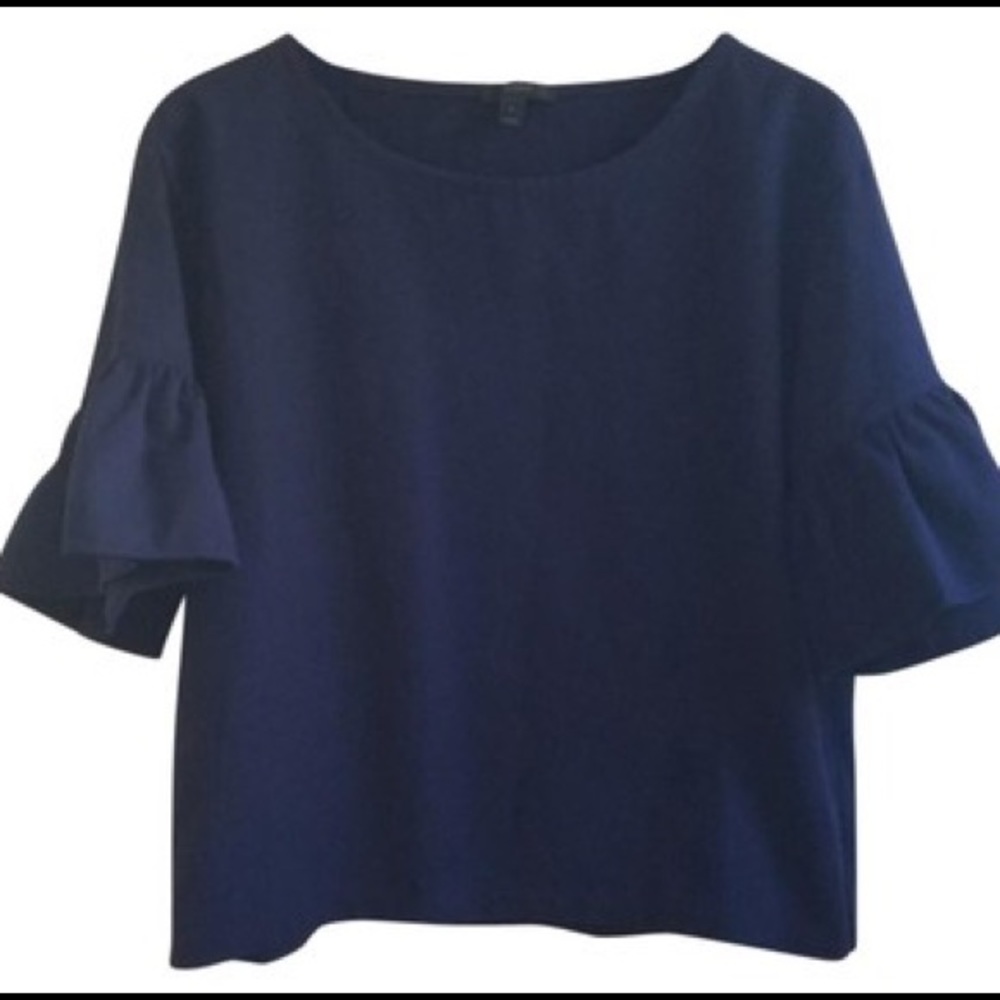 J Crew Ruffle Sleeve Top NWOT