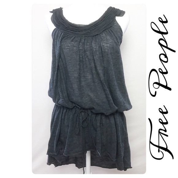 Free People Tops - Free People Asymmetrical Gray Drawstring Flowy XS