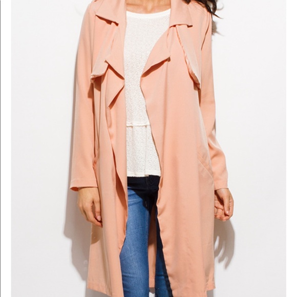 LAST 1 Lightweight Peach sash pocketed duster - Picture 3 of 7