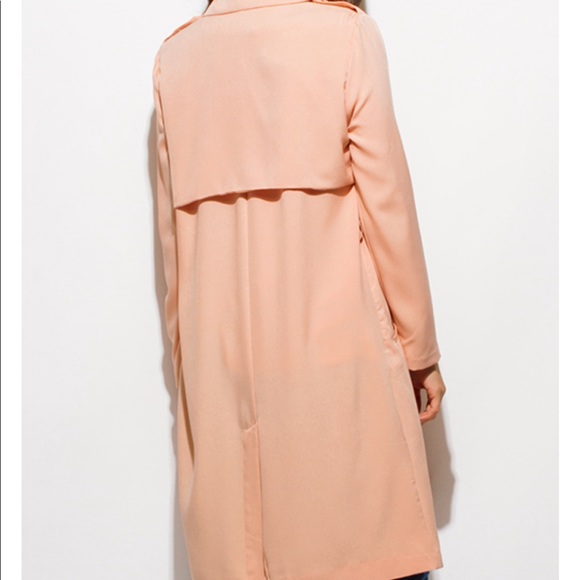 LAST 1 Lightweight Peach sash pocketed duster - Picture 4 of 7