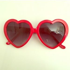 Red heart shaped glasses