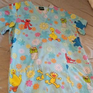 Women's Sesame Street Scrub Top