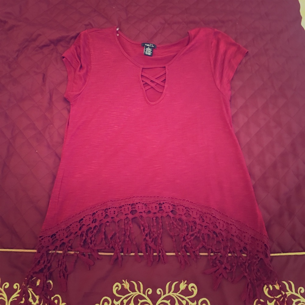 Red fringed crop top