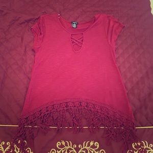 Red fringed crop top