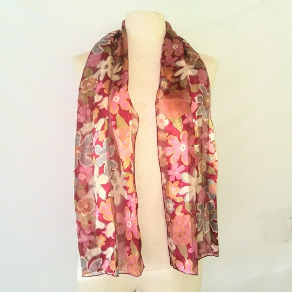 💜 Wine Floral Scarf #hundredsofscarves - Picture 1 of 4