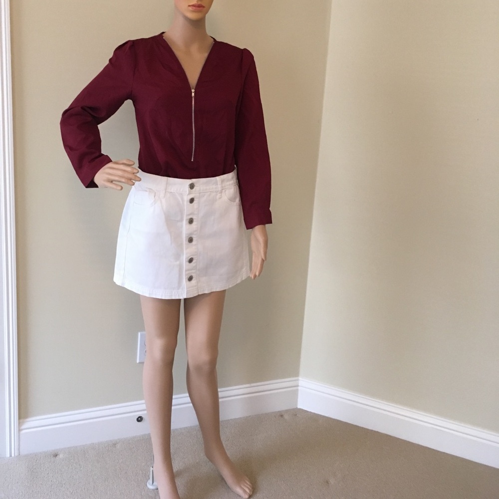 Women's burgundy long sleeve blouse