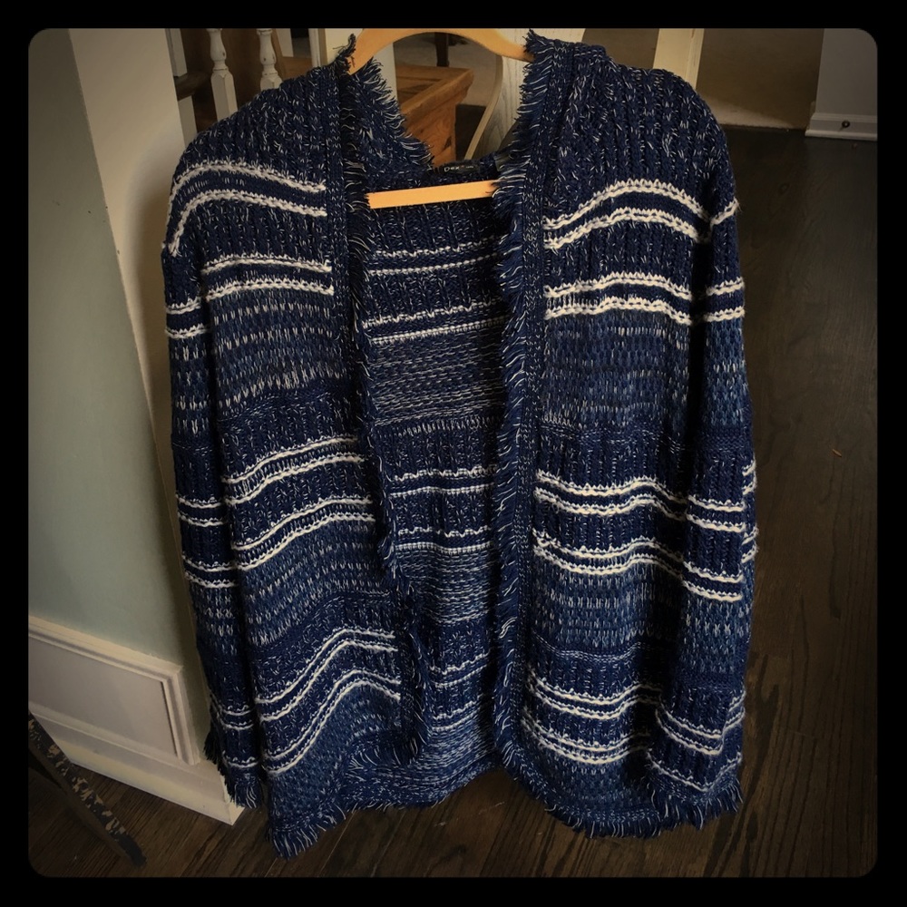 Dex cardigan fringed edge hoodie sweater