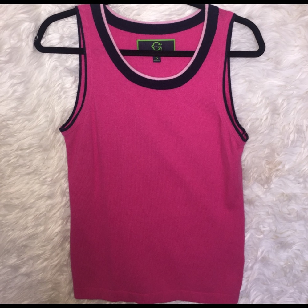 Pink Strip Neck Band Tank Top