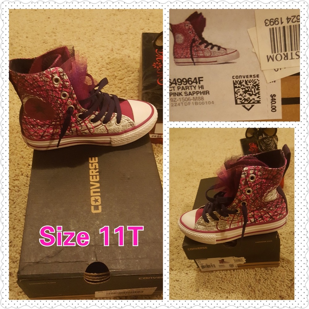 Girls Graffiti Print Pink/Purple High Top Converse