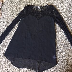 Black sheer lace studio Y top