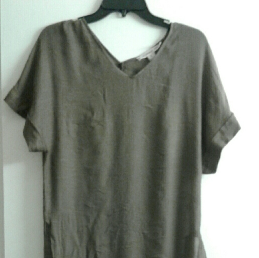 Olive green high-low blouse