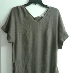 Olive green high-low blouse