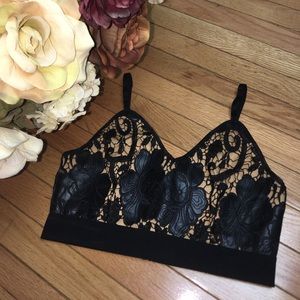Black and Nude Lace Crop top!