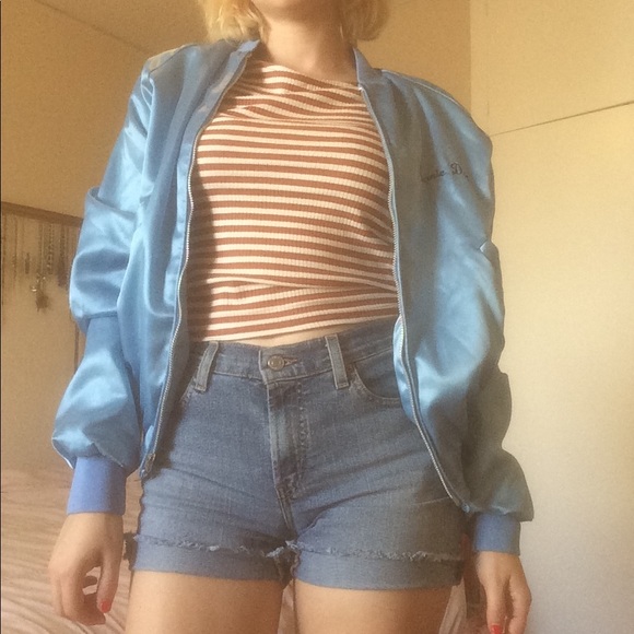 Vintage Blue Satin Bomber SMALL - Picture 2 of 7