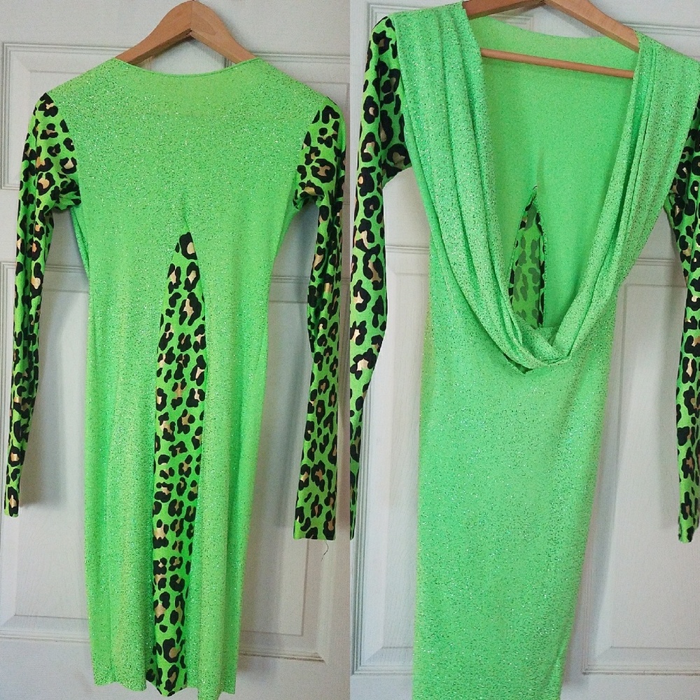 Neon green dress cocktail party dress