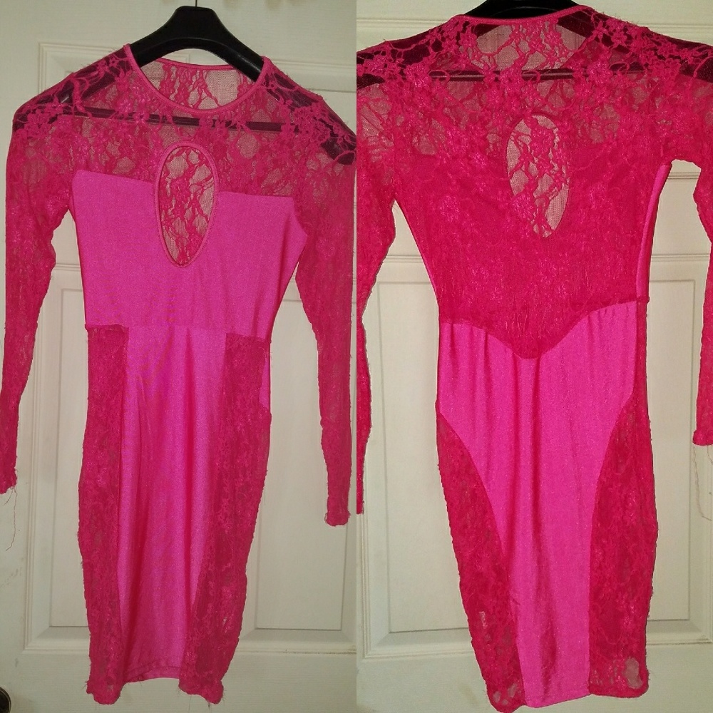 Pink long sleeve party dress