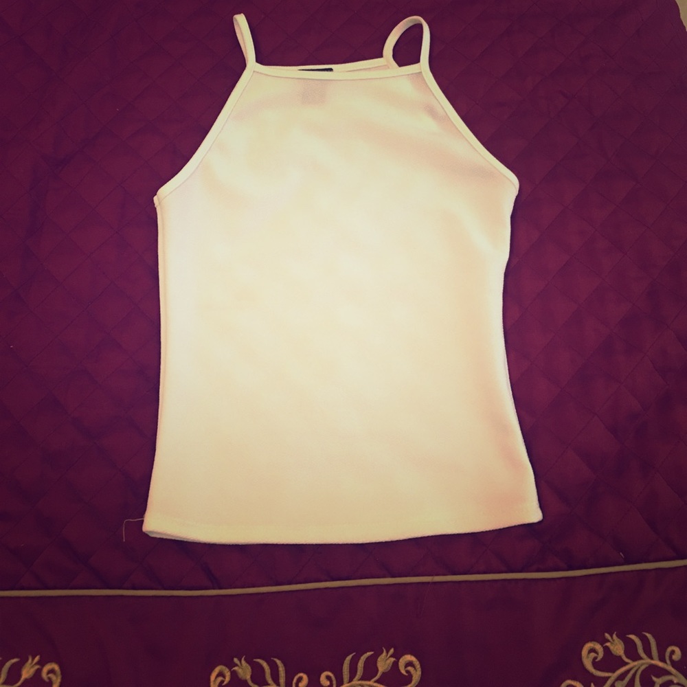 White high neck crop top