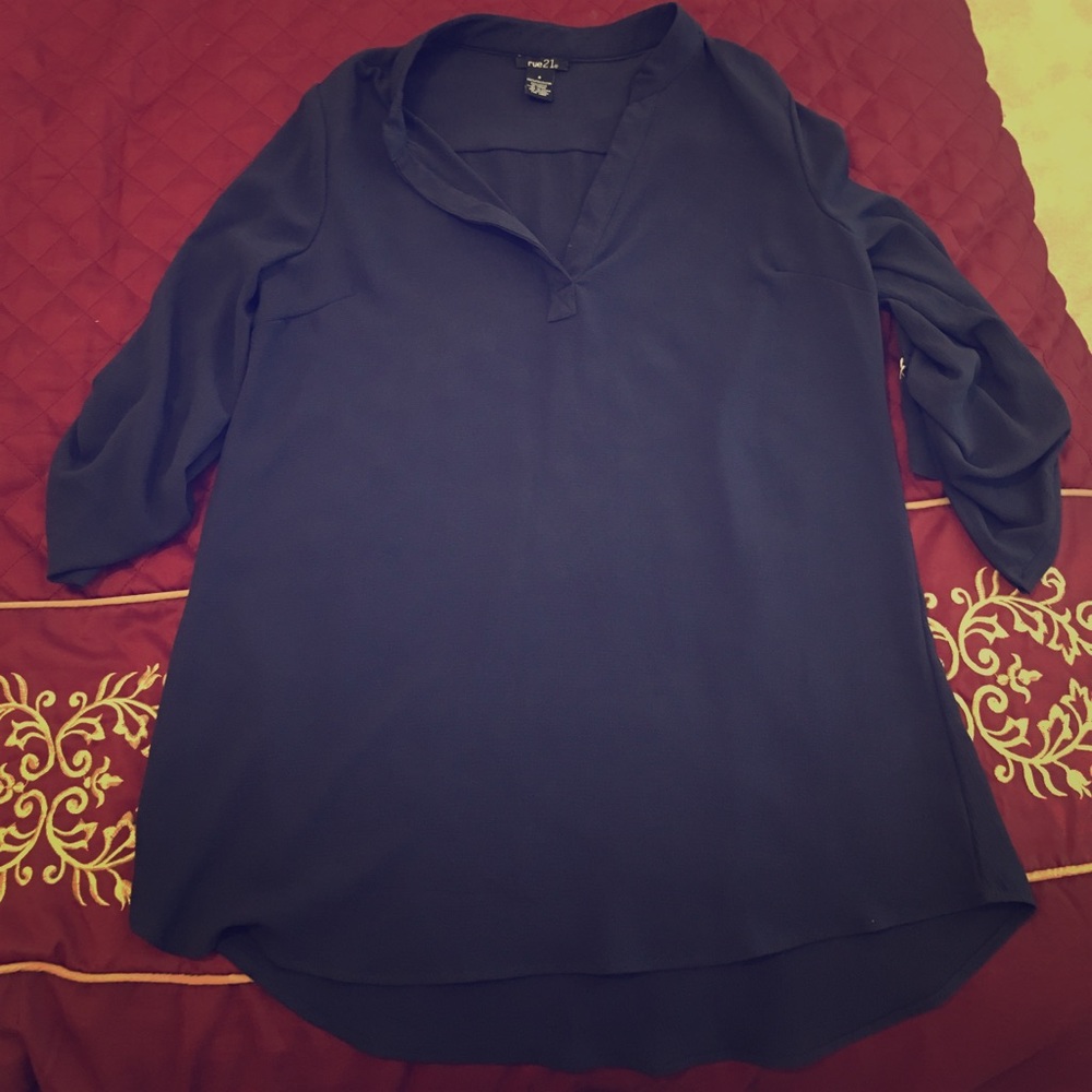 Navy blue long-sleeve shirt