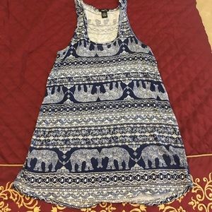Navy/white elephant patterned tank top