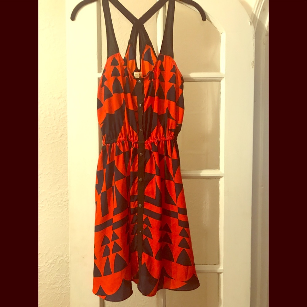 Red, Navy & Black Sundress w Snap Closure